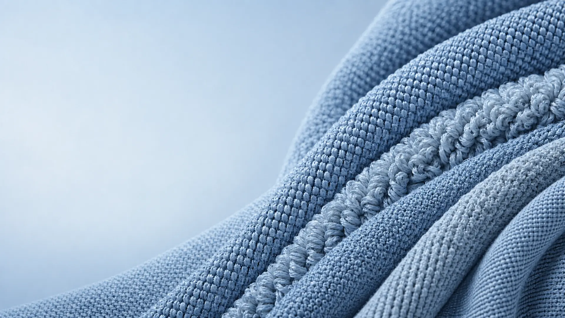 Close-up of layered microfibre cloth constructions